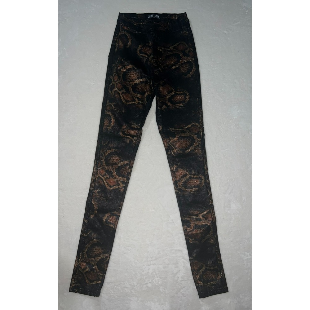 JC & JQ Metallic Snakeskin Print High Waisted‎ Skinny Jeans Black Copper
